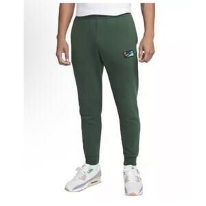 Nike Club Fleece Logo Patch Jogger Mens Medium Green Sweatpants Sportswear EUC
